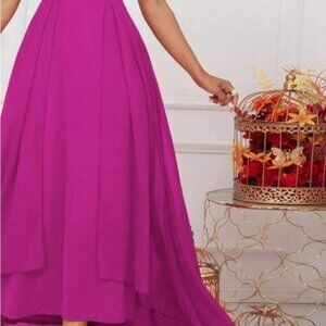SHEIN Fuchsia High Low Dress